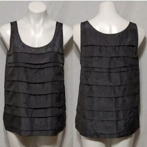 Eileen Fisher Silk Sleeveless Tank Top Tiered Panels Minimal Chic Modern Small